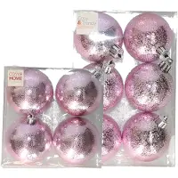 Cosy & Trendy Kerstversiering set circel-motief kerstballen roze 6 - 8 cm - pakket van 26x stuks - Kerstbal