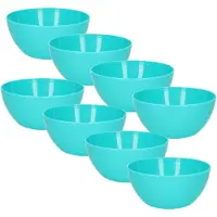 PlasticForte Schaaltjes - 8x - kunststof - kommetjes - dessert/ontbijt - D14 x H6 cm - blauw