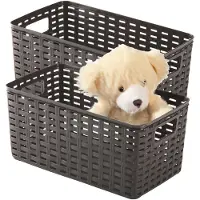 PlasticForte Opbergmand - 4x - Kastmand - rotan kunststof - choco bruin - 5 Liter - 15 x 28 x 13 cm