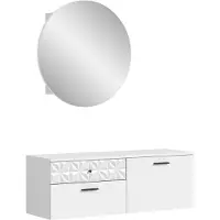 Furnilux Prisma kledingkastcombinatie wit melamine wit hoogglans MDF TZ - 34x110x192cm