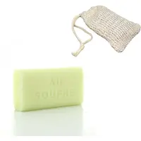 Savon De Marseille Biologische Zwavelzeep + Sisal zeepzakje - savonnette marseillaise - gevoelige huid - natuurlijke zepen - eczeem huid