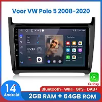 AWESAFE Autoradio - Geschikt voor VW Volkswagen Polo 5 2008 t/m 2020 - 2GB+64GB - Draadloos Carplay Android Auto - GPS RDS Bluetooth - Navigatie - 2GB+64GB