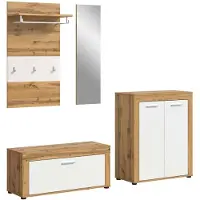 Furnilux Jam kledingkastcombinatie wit melamine Wotan eiken NB - 35x200x191cm