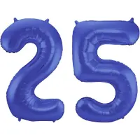 Folat Verjaardag Leeftijd folieballon - 25 jaar - blauw - 86 cm - cijferballon groot