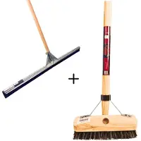 Synx Tools Set van 2 – Vloertrekker 75cm & Schrobbezem 22cm met Houten Steel