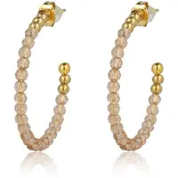 My Bendel - Stralende Goudkleurige Oorringen met Roze Glasstenen - met Luxe Cadeauverpakking | Sieraden Voor Dames