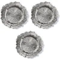 Inge-glas Diner onderborden - 3x - zilver - kunststof - 33 cm - dineren - onderborden / kaarsenborden / onderzet borden voor kaarsen