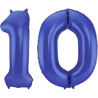 Folat Verjaardag Leeftijd folieballon - 10 jaar - blauw - 86 cm - cijferballon groot