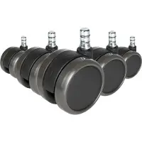 Hjh OFFICE 5x ROLO No-Noise 11mm/65mm Harde bodem - Bureaustoelwielen Zwart