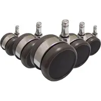 Hjh OFFICE 5x ROLO LUX 11mm/65mm Harde bodem - Bureaustoelwielen Zwart / Zilver
