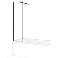 Maxaro Diamond Badwand 40 cm Mat Zwart Helder Glas | Badwand | Glazen Badwand | Badwand Badkamer