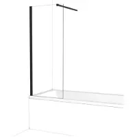 Maxaro Diamond Badwand 60 cm Mat Zwart Helder Glas Veiligheidsglas Douchewand | Badwand | Glazen Badwand | Badwand Badkamer