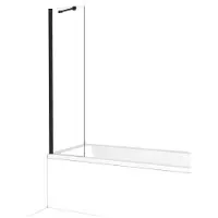 Maxaro Diamond Badwand 40 cm Mat Zwart Helder Glas | Badwand | Glazen Badwand | Badwand Badkamer