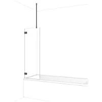 Maxaro Diamond Badwand 50cm Zwart Chroom Helder Glas Veiligheidsglas Douchewand | Badwand | Glazen Badwand | Badwand Badkamer
