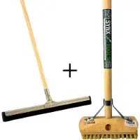 Synx Tools Union schrobbezem & Vloertrekker 75 cm set van 2 – Harde haren – Efficiënt droogtrekken – Duurzaam materiaal – Lengte 150 cm