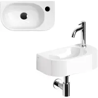 Clou InBe Fonteinset 7 Halfrond 41x22,5cm Keramiek - Chroom - 8717462016129 - Wastafels, Fonteinen, Vrijhangende Fonteinen