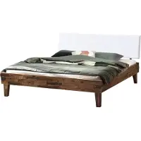 Hasena Golea massief houten bed acacia vintage gestoffeerd hoofdeinde