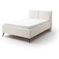 Meise Matera gestoffeerd bed incl. bedbodem lichtbeige met zwart metalen onderstel