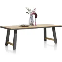 Henders & Hazel Farmland eettafel eiken gefineerd spoorbruin/metalen frame zwart