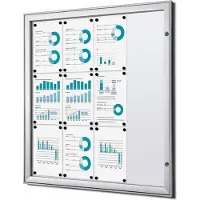 SHOWDOWN Vitrine Magnetisch 96,9 (B) x 100,4 (H) cm Zilver 12 x A4