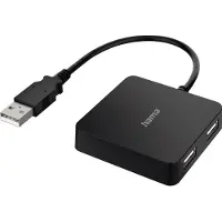Hama USB-hub - - 4 poorten - USB 2.0 - Zwarte kleur - 4 extra poorten