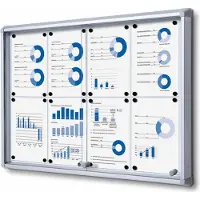 SHOWDOWN Vitrine Magnetisch 94 (B) x 67,5 (H) cm Zilver 8 x A4