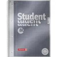 Brunnen Student Premium Notitieboek A4 Geruit Spiraalbinding Zijgebonden Geperforeerd 160 Pagina's 80 Vellen