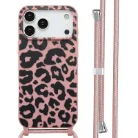 IMoshion Siliconen design hoesje met koord voor de Apple iPhone 17 Pro Max - Animal Pink