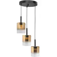 Highlight 3 Lichts Hanglamp Salerno Zwart Met Goud Glas