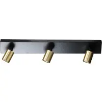 Masterlight Plafondlamp zwart Bounce met 3 gouden spots
