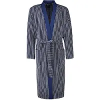 Cawö Gestreepte badjas blauw grijs
