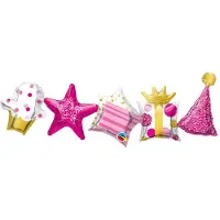 Qualatex - Folieballonslinger feest roze - 104 cm