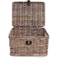 Migo Styling MigoStyling - (Kinder) fietsmand - Met deksel - Leren riempje - Opbergmand - 40x30xH23cm - Riet - Rotan