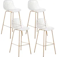 Beliani KLEVE - Set van 4 barstoelen - Wit - Synthetisch materiaal