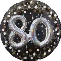 Amscan heliumballon zwart/zilver '80' 91 cm