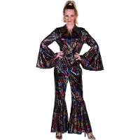 Thetru Catsuit Disco - Dames - Disco 80/90 - Hippie - Carnaval - Verkleedkleding - Zwart - Maat S