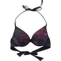 Black premium by emp Bikini Top - Black Bikini Top with Skull and Roses Motif - S tot XXL - voor Vrouwen - zwart - Maat M