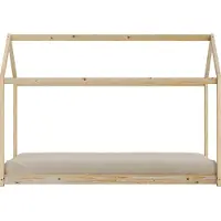 Sunny Zoey Bedhuisje van Hout in Houtkleur | Kinderbed in Huis Vorm Zonder Matras | 206x98cm | Voor Matrasmaat 90 x 200 cm