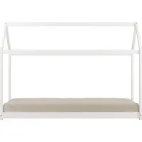 Sunny Zoey Bedhuisje van Hout in Wit | Kinderbed in Huis Vorm Zonder Matras | 206x98cm | Voor Matrasmaat 90 x 200 cm