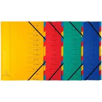 Exacompta 8x Sorteermap met vaste rug en elastosluiting - 12 indelingen - Geassorteerd - 54120E