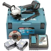 Makita Akku-Winkelschleifer 18V 2x5Ah DGA511RTJ m.LG im MACPAC DGA511RTJ Haakse accuslijper 125 mm Incl. 2 accus, Incl. lader, Incl. koffer 18 V 5 Ah