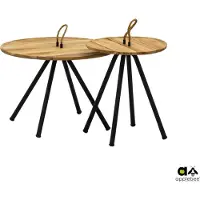 Apple Bee Elle salontafel set van 2 aluminium/teak