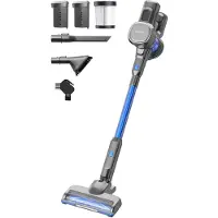 Auronic Steelstofzuiger - Draadloos - Zonder Zak - Op Accu - Zelfstaand - 220W - Extra Batterij - Vacuum Cleaner - Grijs/Blauw