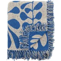 Bloomingville - Plaid Nevine blauw 160x130cm - gerecycled katoen