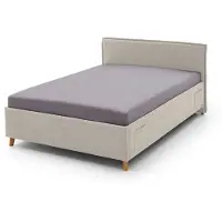 Meise Fun gestoffeerd bed massief eikenkleurig houten onderstel