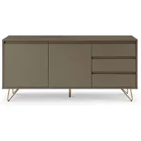 SalesFever dressoir met 2 deuren en 3 laden materiaal hout metalen frame goud
