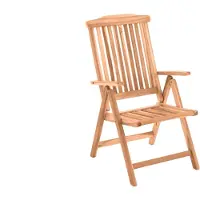 Möbilia Tuinstoel met armleuningen teak naturel 6-voudig verstelbaar opvouwbaar 2 stuks