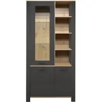 Mäusbacher Nele vitrinekast van houtmateriaal 2 deuren 1 omraamde deur met glas 96x203x44 cm