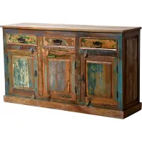 SIT Möbel RIVERBOAT Dressoir teruggewonnen hout met zware gebruikssporen kleurrijk gelakt