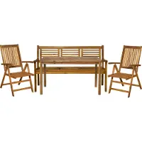 Möbilia Zitgroep 1 x bank + 2 x stoelen + 1 x tafel naturel acacia